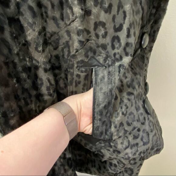 Milly leopard faux fur double breasted coat S - Picture 6 of 10